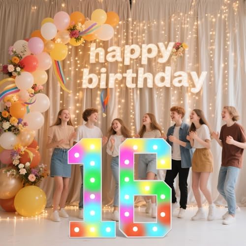 Ledido 4FT Marquee Light Up Numbers, 34 Colors Changing Marquee Numbers 4 Feet Tall with Remote, Big Numbers for Party Wedding Graduation Birthday Decoratoons, Large Light Up Number 6 - Image 6