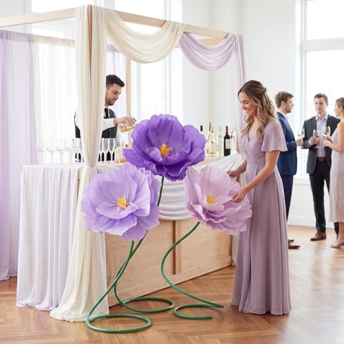 3 Pcs 5ft Large Paper Mix Color Poppy Flower Giant Artificial Poppy - Image 5