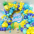 160pcs Cartoon Sponge Balloons Garland Arch Kit, Birthday Decorations Yellow Blue Clear Metallic Blue Teal Balloons and Pineapple Balloon Arch for Cartoon Birthday Baby Shower Party Decor by PTGOLUO