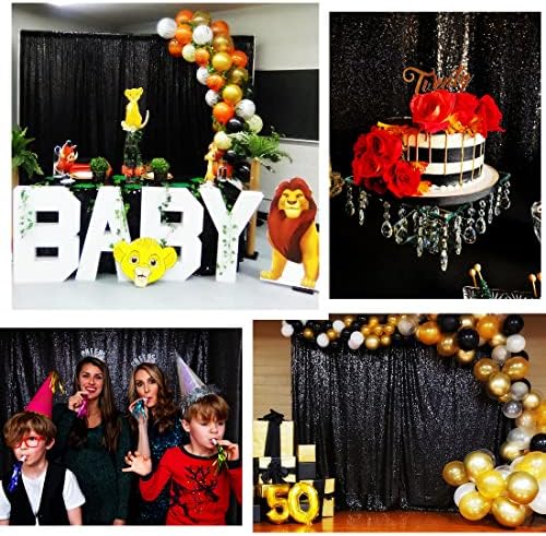 Poise3EHome Black Sequin Backdrop, 7FT x 7FT Black Sequin Photography Backdrop Curtain for Party Decoration - Image 3