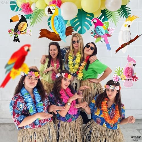 Tropical Birds Honeycomb Paper Cutouts, 12x5.3 Inch, Luau Party Decorations - Image 5