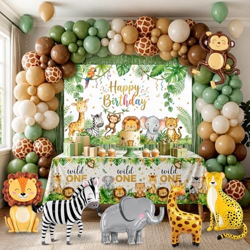 150Pcs Safari Birthday Decorations for Boys, Wild One Party Kit by Unknown