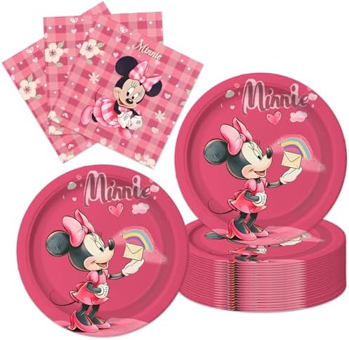 Minnie Party Supplies 40pck include 20 plates, 20 napkins for the birthday Minnie party decoration by ShrooFit