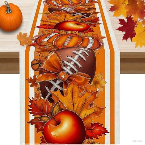 Fall Thanksgiving Table Runner 13x72 Inch - Buffalo Plaid & Pumpkin Bow Print, Stylish Autumn Home Kitchen Party Decoration - Image 6