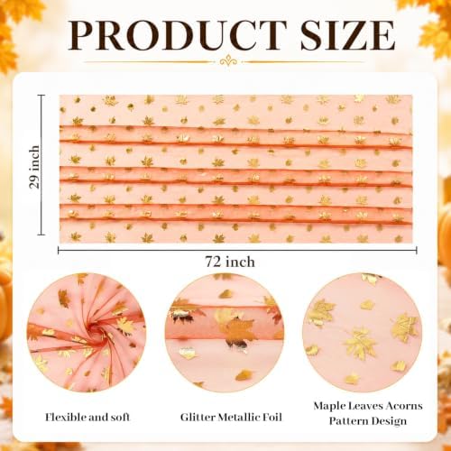 4Pcs Thanksgiving Table Runner Maple Acorns Gauze Fall Table Runner - Image 3