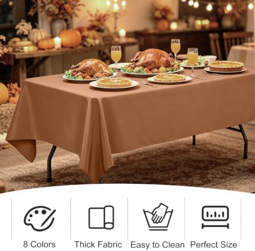 4 Pack Rectangle Tablecloth for 6 Foot Tables Washable Polyester Table Cover for Wedding Dining Table Parties Banquet (4, Brown, 60inch x 102inch) - Image 6