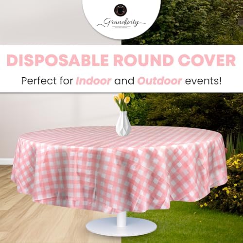 Grandipity Plastic Table Cloth Disposable 12 Pack 84" Round Gingham - Image 5