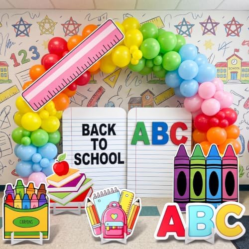 Honoson 5 Pcs Large 32" Back to School Decorations Cardboard Cutouts Standup, Preschool Kindergarten Crayon ABC Alphabet Pencil Backdrop Photo Prop Party Yard Sign for First Day of School Classroom by Honoson