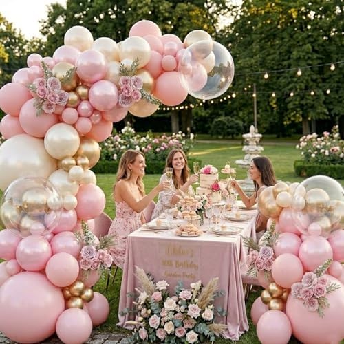 Pink and Gold Balloon Arch Kit Pearl Pink Balloon Garland Kit - Image 3