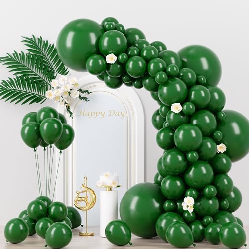 Voircoloria 130pcs Dark Green Balloons Garland Arch Kit, 18 12 10 5 Inch by Voircoloria