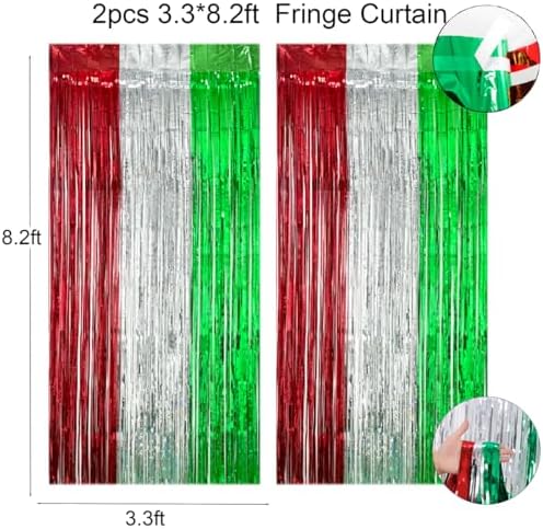 Christmas Party Decorations Set, Merry Christmas Banner, Multicolor Fringe Curtains, Xmas Tree Deer Tablecloth, Santa Cake Topper, Foil Balloons, Snowman Hanging Snowflakes Swirls - Image 3