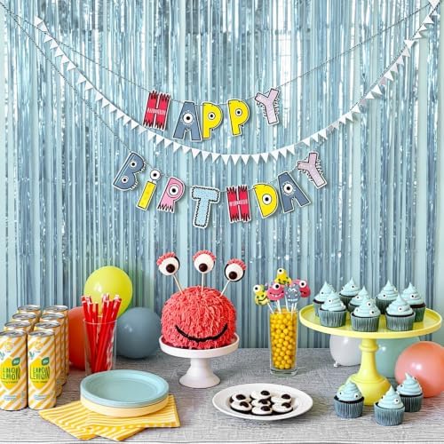 10 Pack Light Blue Foil Curtain Backdrop 3.2ft x 9.8ft Metallic Tinsel Foil Fringe Curtains Streamer Backdrop for Birthday Party Halloween Christmas New Year Party Supply (Matte Light Blue) - Image 6