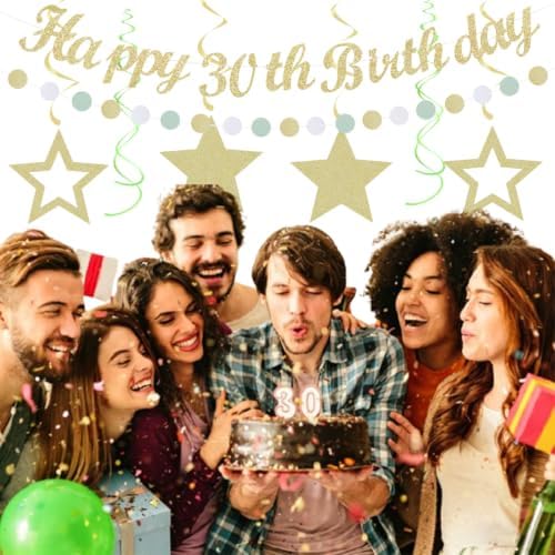 White Gold Sage Green Womens 30th Happy Birthday Party Decorations Hugmoon - Image 2