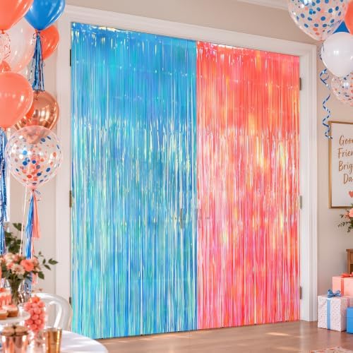 2 Pack Blue & Orange Party Decorations, 3.3 x 8.2 ft Fringe Backdrop - Image 7