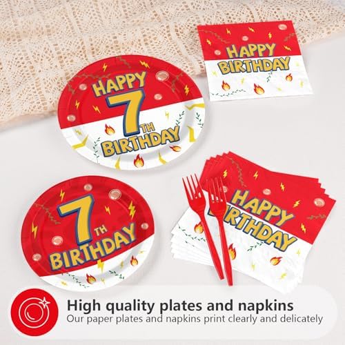 Grencian 96Pcs Happy 7th Birthday Party Supplies Serves 24 - Image 3