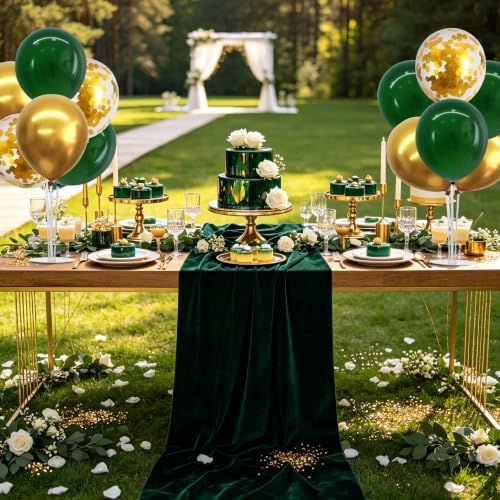 TONIFUL 4 Set Dark Green Gold Balloon Stand Balloon Centerpieces for Table - Image 4