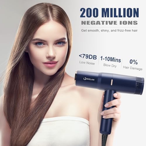 Diffuser Hair Dryer, IG INGLAM Professional Blow Dryer 110,000 RPM High Speed Brushless Motor Negative Ion Low Noise,3 Heat Settings & 3 Speed & Cold Settings, Compact Salon Ionic Hair Dryer - Image 2