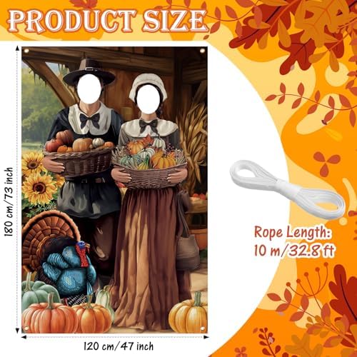 Lunmon 6x4 ft Halloween Backdrop Thanksgiving Face Cutout Holes - Image 2