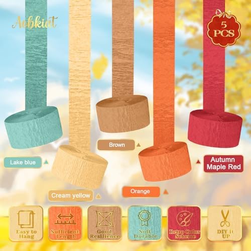 AOBKIAT Fall Colorful Streamers Party Decorations,5 Rolls - Image 4