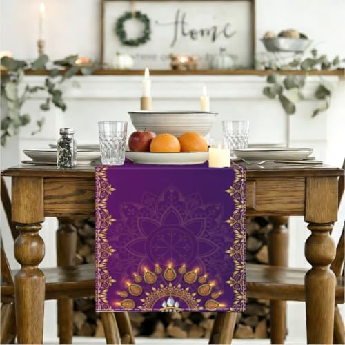 Linen Diwali Table Runner, Diwali Table Cloth Indian Table Decorations - Image 3