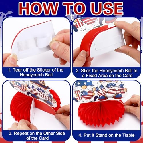 JULMELON 8 Pcs 4th of July Table Decorations, 3D Honeycomb Centerpieces - Image 4