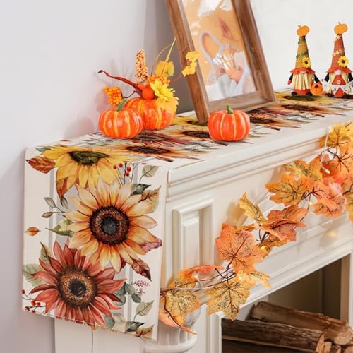 RABUSOFA Fall Table Runner 13x90 Inch Sunflower Fall Decor for Home - Image 6