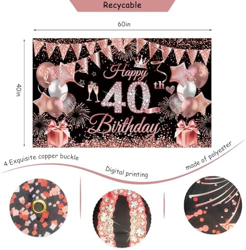 Happy 40th Birthday Decorations for Women, 40 Years Old Decor - Image 5