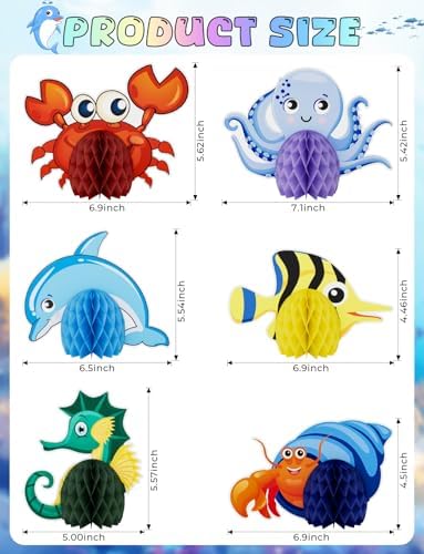 12 Pcs Under The Sea Party Decorations, Sea Animals Honeycomb Centerpieces - Image 5
