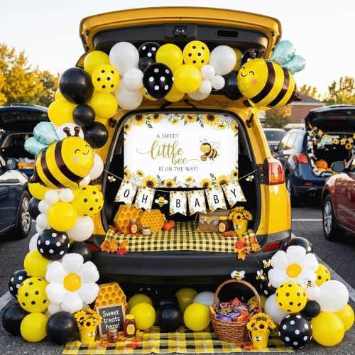 Bee Themed Baby Shower Decorations Balloon Garland Arch Kit with Backdrop by KozeeBalloons%E2%80%94%E2%80%94ColorMatters