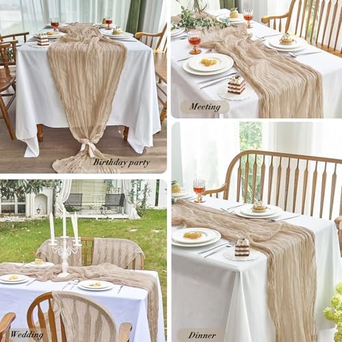 2 Pack Nude Cheesecloth Table Runner for Fall Birthday Party Home Decor - Image 6