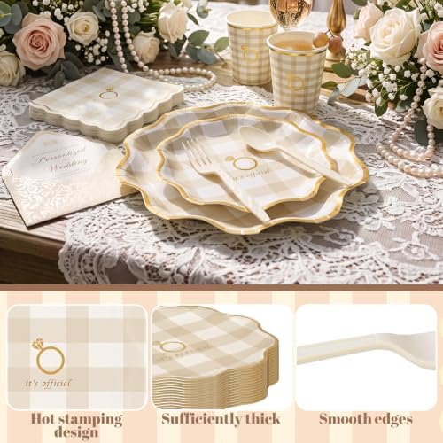 175 Pcs Engagement Party Supply Bridal Tableware Set, Gingham - Image 4
