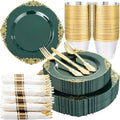 Nervure 175Pcs Green Plastic Plates, Disposable Party Plates for 25 Guests by Nervure