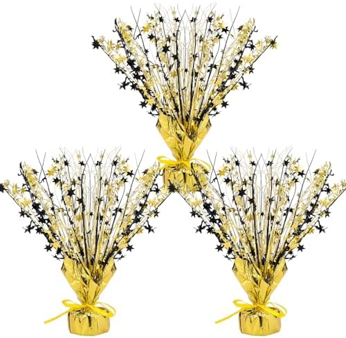 Crowye 3 Pcs Black Gold Foil Spray Centerpieces Wedding Decor by Crowye