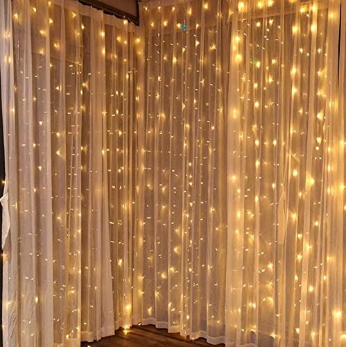 Dazzle Bright Curtain String Lights, 300 LED 9.8ft x9.8ft Warm White Fairy Lights with 8 Lighting Modes, Waterproof Lights for Bedroom Christmas Party Wedding Home Garden Wall Decor - Image 4