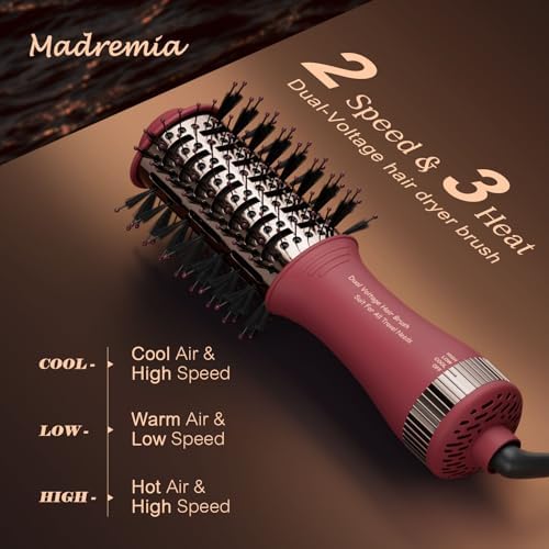 Christmas Gift for Womans-Dual Voltage Hair Dryer Brush,Travel Hair Dryer,Dual Voltage Blow Hair Dryer Brush,European Blow Hair Dryer,110~240V Mini Portable Size for International Travel - Image 3