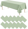 12Pack Sage Green Plastic Checkered Tablecloth, Premium Decorative Disposable Sage Green Gingham Plaid Table Cloths for Parties, Rectangle Party Table Cover for Picnic Birthday Wedding, 54x108 Inch by RAGNHILD