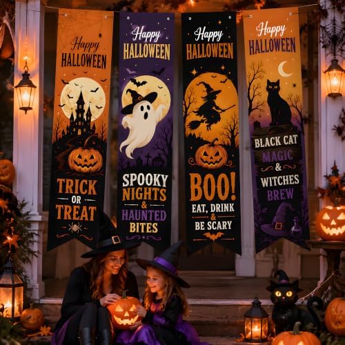 Halloween Decorations - 4 PCS Vertical Happy Halloween Hanging Banners - Image 5