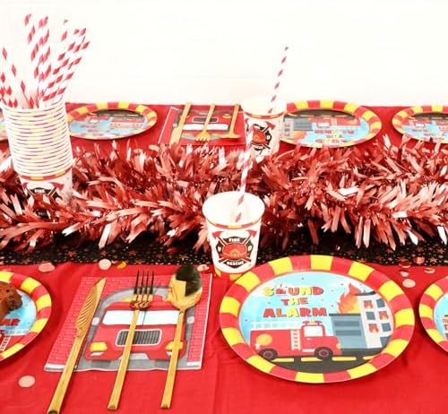Recheel Fire Truck Birthday Decorations Set, Firefighter Party Decorations - Image 5