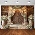 5X4Ft Barn Wedding Photography Backdrop Rustic Cabin Wooden Barn Door Photography Backdrop Country Farmhouse Floral Birthday Baby Shower Wedding Bridal Party Banner Photo Booth Props Background by Viajar