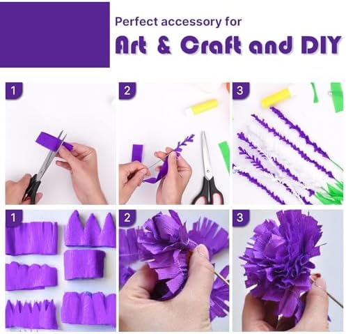 PartyWoo Purple Crepe Paper Streamers 4pcs 328 FT Purple Streamers - Image 4