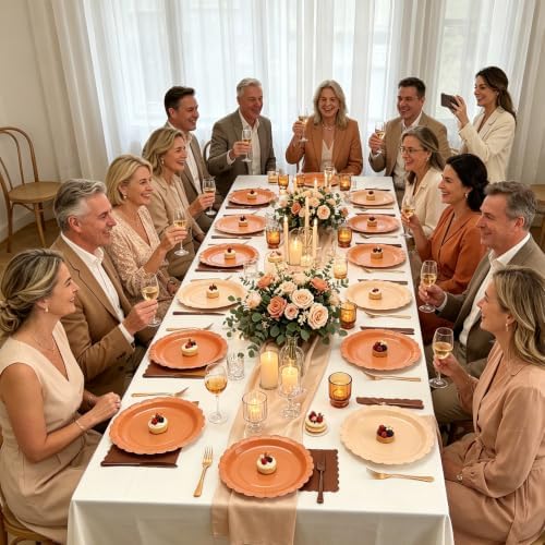 Orange Plates Napkins and Forks Party Supplies for Fall Harves Serves 24 - Image 6