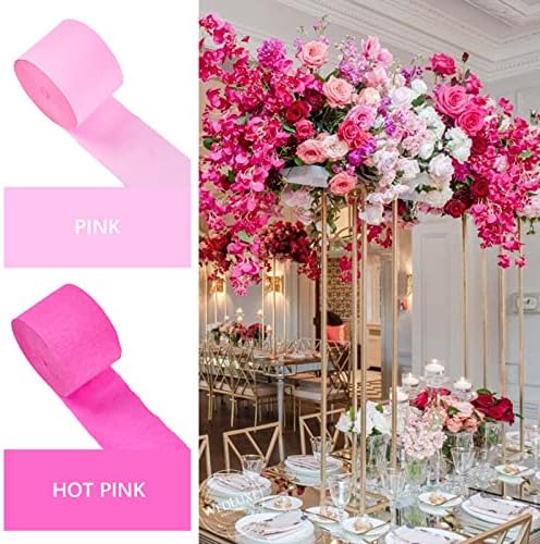 PartyWoo Hot Pink Crepe Paper Streamers 4pcs 328 FT Hot Pink Streamers - Image 3