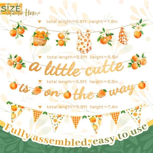 NICROHOME EUR Baby Shower Decorations, 4PCS Glitter Little Cutie Banners - Image 2