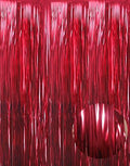 GOER 3.2 ft x 9.8 ft Metallic Tinsel Foil Fringe Curtains Party Photo Backdrop Party Streamers for Birthday,Graduation,New Year Eve Decorations Wedding Decor (5 Pcs,Burgundy) by GOER