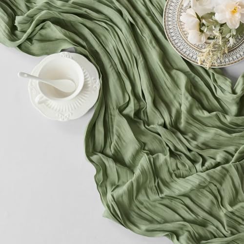 6 Pack Sage Green Cheesecloth Table Runner 35"×120" Gauze Table Runner - Image 2