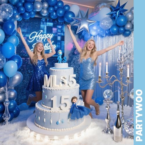 PartyWoo Blue and Silver Balloons 66pcs 12 Inch Light Blue Silver Balloons - Image 7
