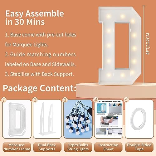 4FT Marquee Letters, Large Light Up Letters D for Grad Party Decor - Image 5