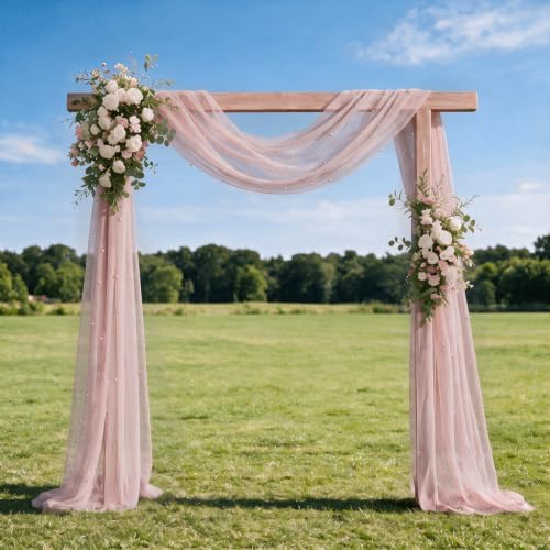 Artoid Mode 10-Pack Pearl Pink Gauze Table Runner 10FT Home Decor - Image 3