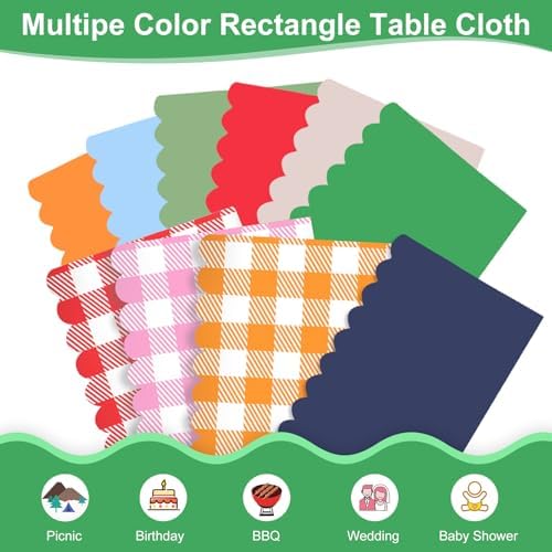 NatNarr Green Tablecloths Plastic, Scalloped Rectangle Table Cloth - Image 6