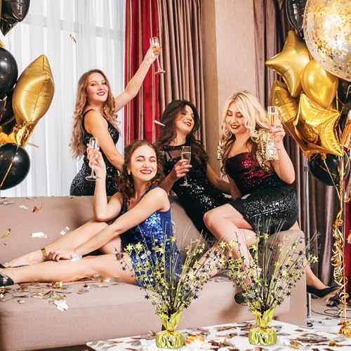 Crowye 6 Pcs Black Gold Foil Spray Centerpieces Wedding Decor, Small Star - Image 6